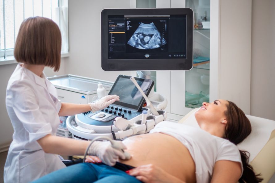 Ultraschalluntersuchung einer Schwangeren Ultrasound Examination of a Pregnant Woman