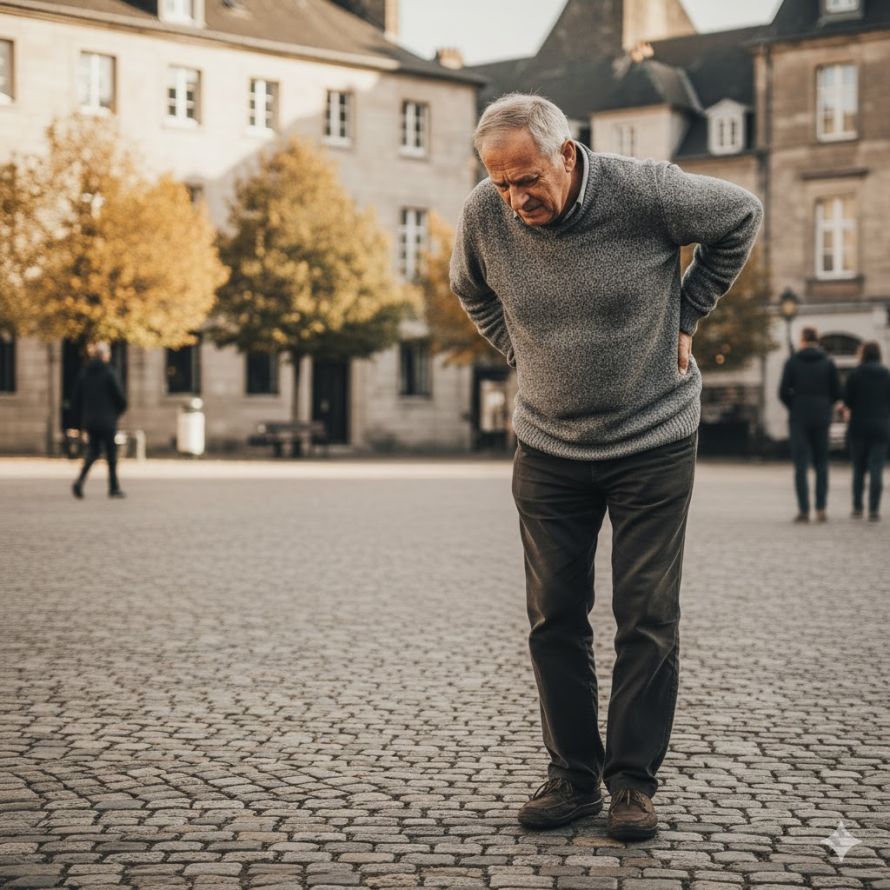 Man with back pain._Generated by AI