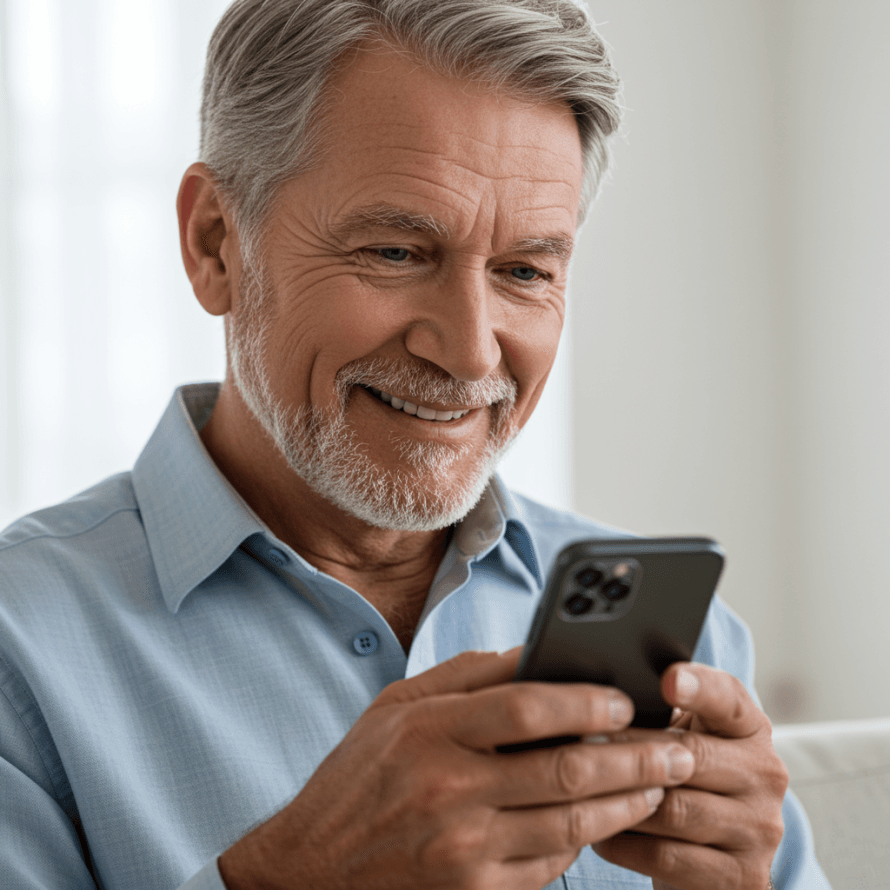 Mensch mit Handy._KI generiert Person with a cell phone._Generated by AI
