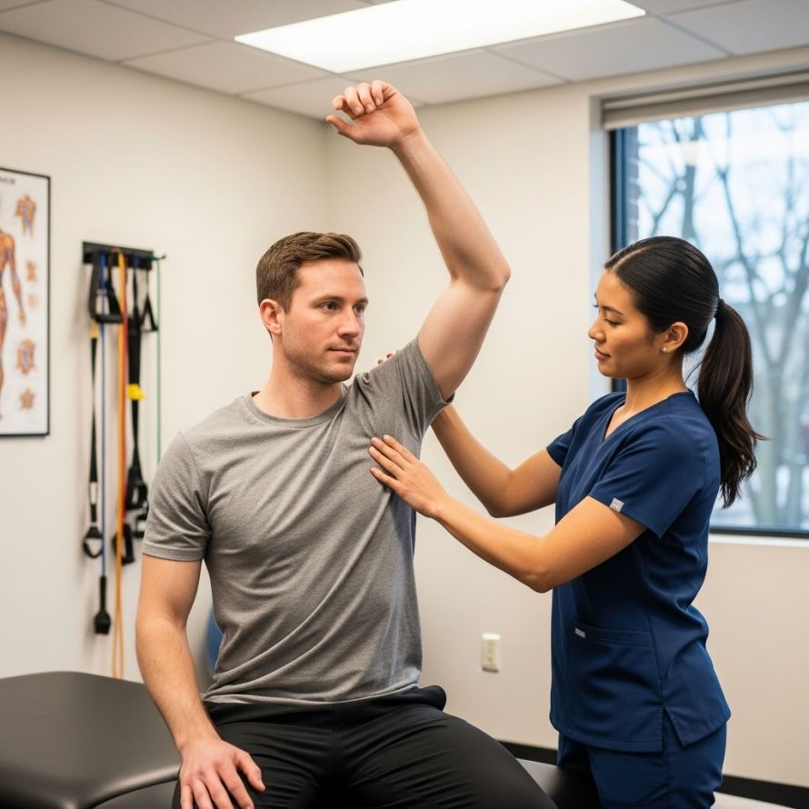 Symbolbild einer Physiotherapie._KI generiert